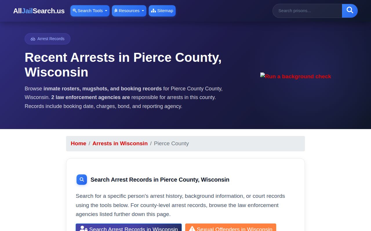 Pierce County secondary arrest-directory reliability caveat