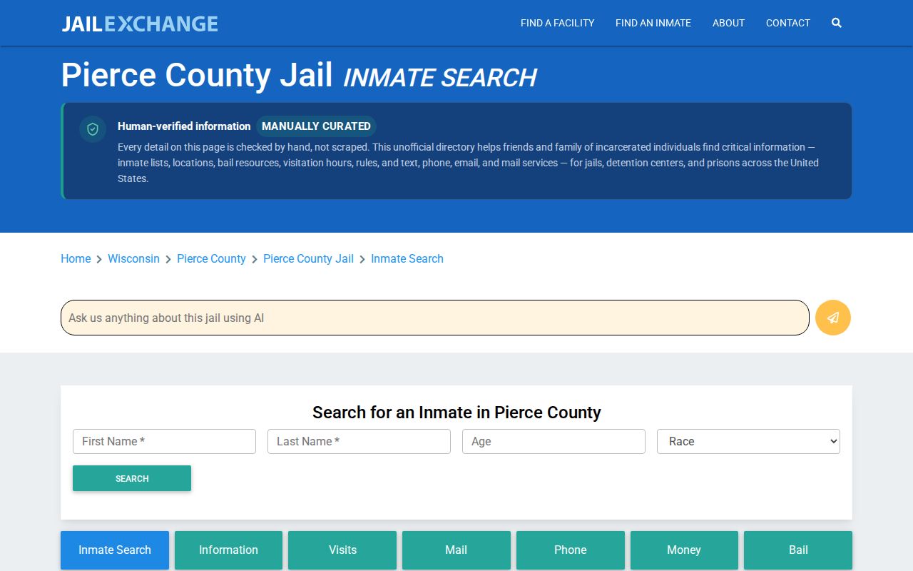Pierce County Jail secondary guide directing readers to official records