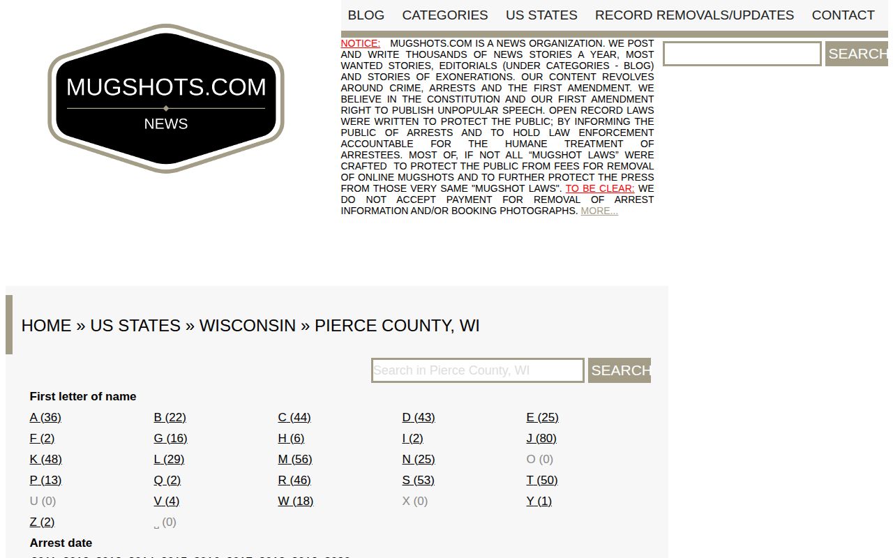 Pierce County historical secondary mugshot directory context
