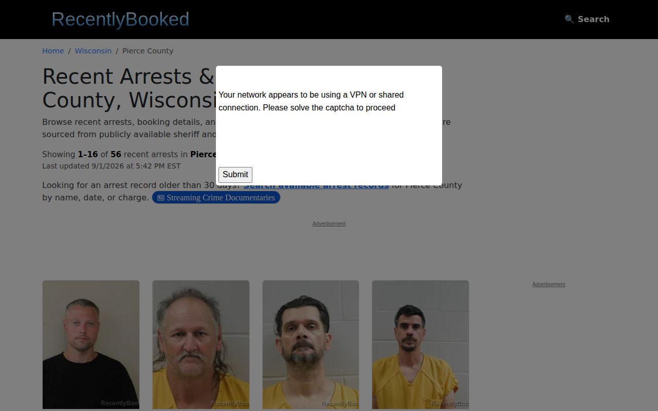 Pierce County unofficial recent booking source context